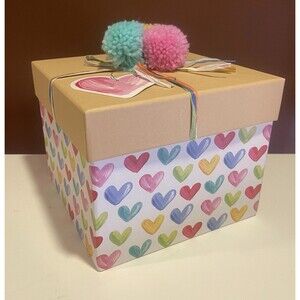Timree Cardboard Gift Box Valentines Day Anniversary Romantic Love Hearts 7x7x6”